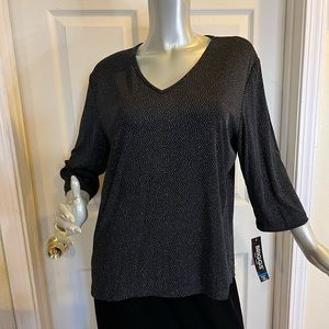 Beautiful NWT Black and Silver Blingy Blouse, by Briggs size XL. New with tags